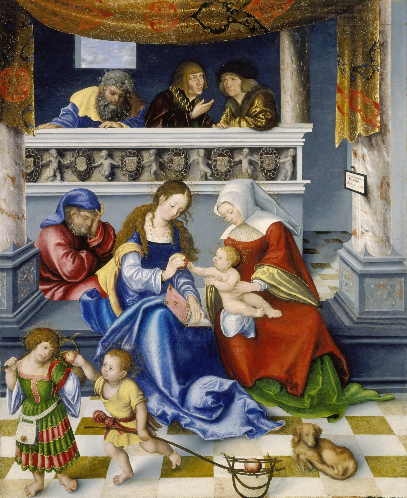 50Алтарь Святая родня (The Altarpiece of the Holy Kinship) 3_1509_центр_121.1 х 100.4_Иосиф Обручник, Мадонна с Младенцем, св.Анна и др_Франкфурт, Штедел.jpg