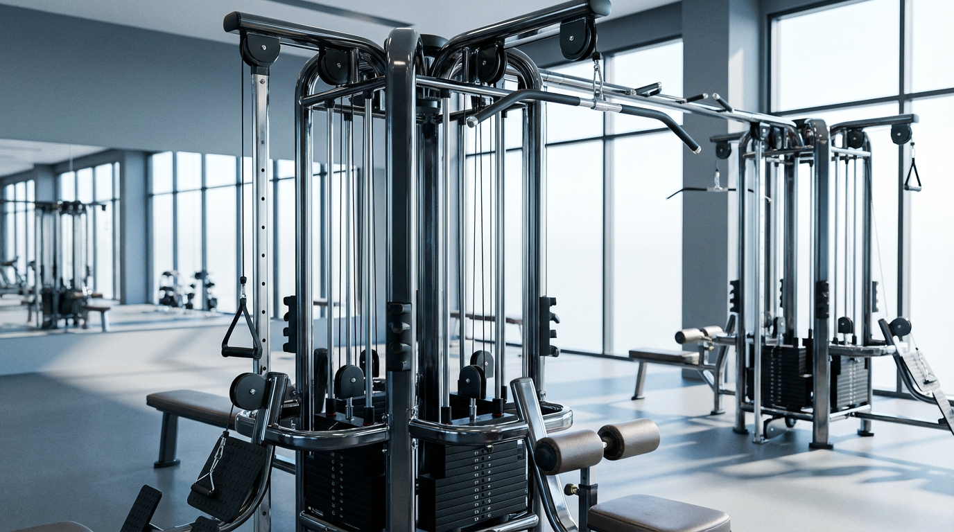 Блочный силовой тренажер в фитнес-зале