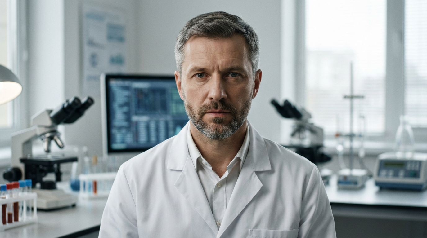 Сергей Кузнецов — портрет автора статьи, профессиональное фото в лаборатории с оборудованием