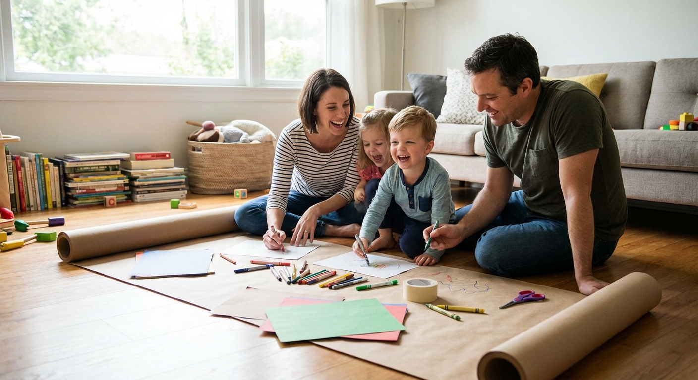 Идеи для семейного творчества: как использовать крафт бумагу в рулоне для игр и декора дома
