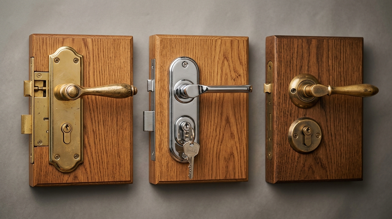 Различные типы замков на входных дверях: сувальдный, цилиндровый и lever