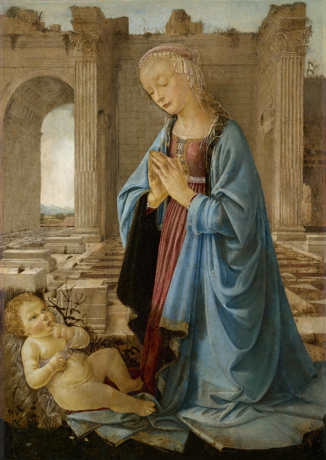 6Мадонна Раскина (The Ruskin Madonna (The Virgin Adoring the Christ Child)) (атр)_ок.1470_106.7 х 76.3_д пер на х., т. и м._Эдинбург, Нац галерея Шотл - копия.jpg