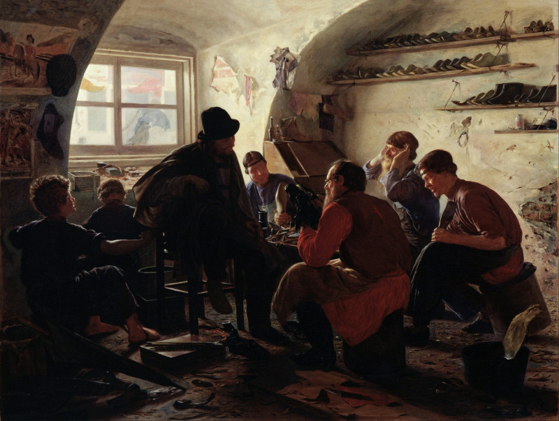 В мастерской сапожника, 1871.Башилов Яков Степанович.jpg