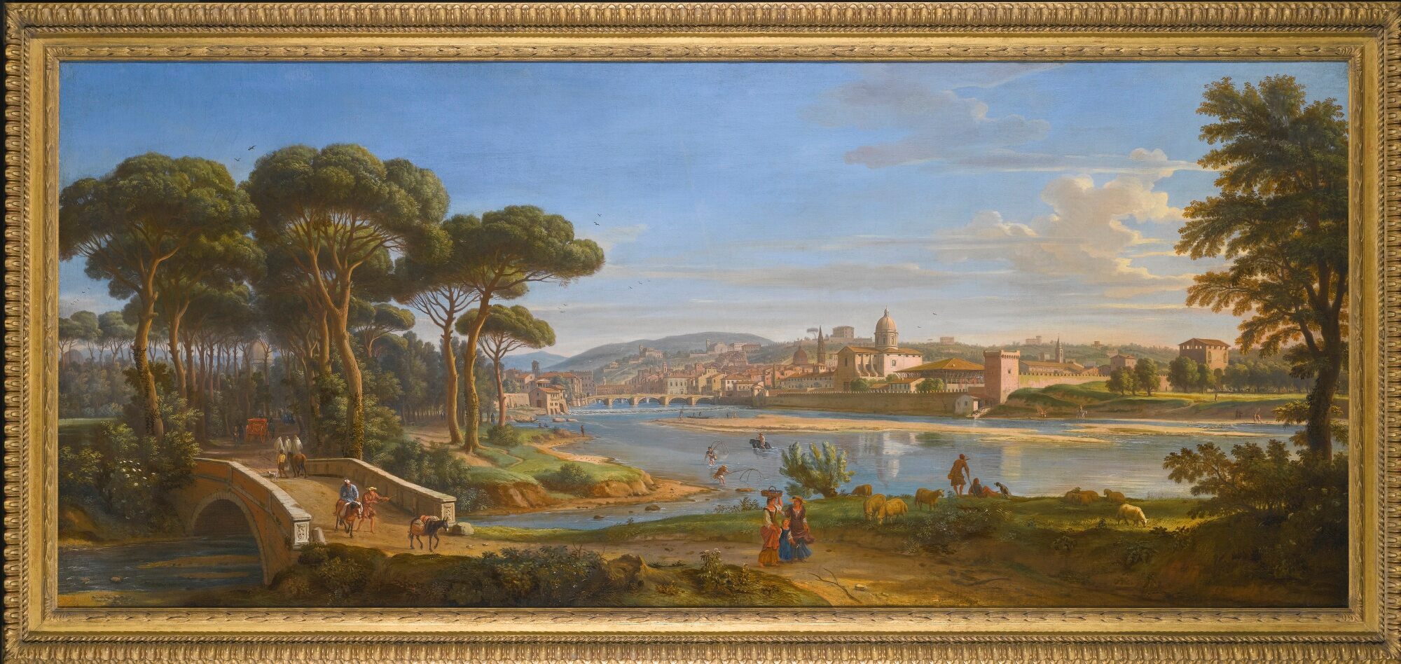 1FLORENCE, A VIEW OF THE CITY FROM THE RIGHT BANK OF THE RIVER ARNO LOOKING TOWARDS THE PONTE ALLA CARRAIA.jpg